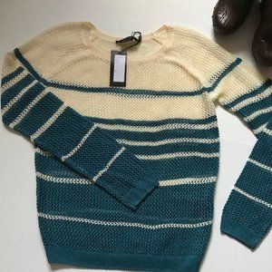 Vertigo Acrylic Ivory & Baby Blue Open Weave Crew-